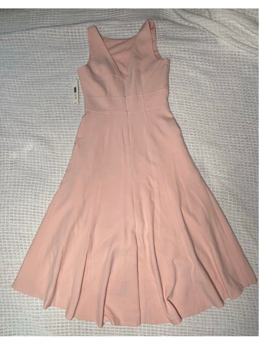 NWT Eliza J Blush Pink Textured Midi Dress | Size 4 Sleeveless Pocket A-Line - Picture 4 of 11